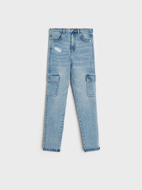 Sinsay Girl's Light Blue Cargo Jeans | Sinsay In Lebanon