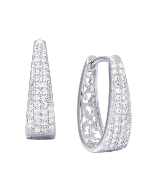 Macy's Women's Silver Cubic Zirconia Pave Oval Hoop Earrings in Silver Plate | Macy's In Lebanon
