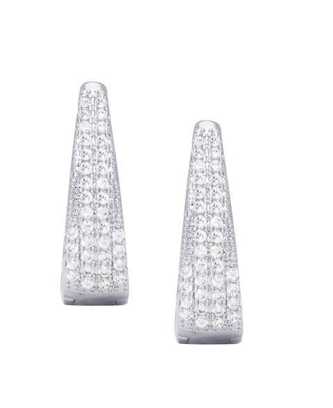 Macy's Women's Silver Cubic Zirconia Pave Oval Hoop Earrings in Silver Plate | Macy's In Lebanon