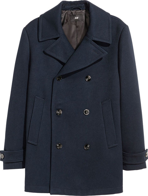 H&M Men's Navy Wool Blend Pea Buttoned Coat | H&M In Lebanon
