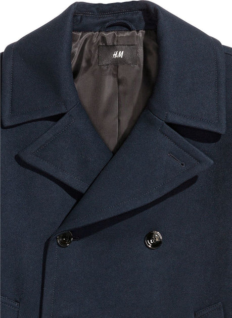H&M Men's Navy Wool Blend Pea Buttoned Coat | H&M In Lebanon