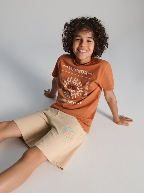 Sinsay Boy's Beige Short With Decorative Print | Sinsay In Lebanon