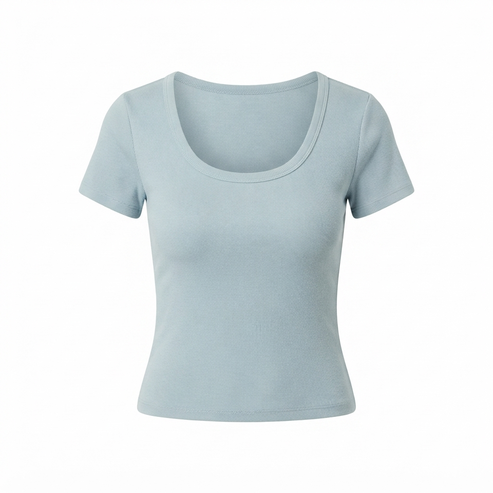 Hippie Rose Girl's Light Blue Ribbed Short Sleeve T-Shirt