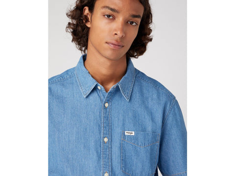 Wrangler Men's Blue Light Stone Denim Shirt | Wrangler In Lebanon