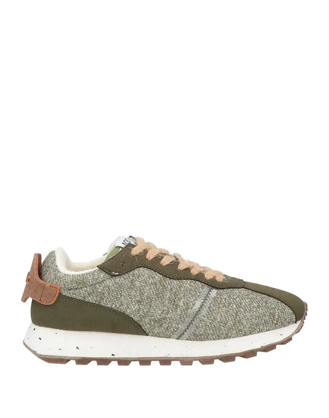 Green and brown sneaker on a white background