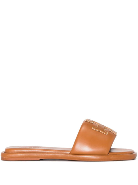 Tory Burch Women's Camel Leather Double T Sport Slipper | Tory Burch In Lebanon
