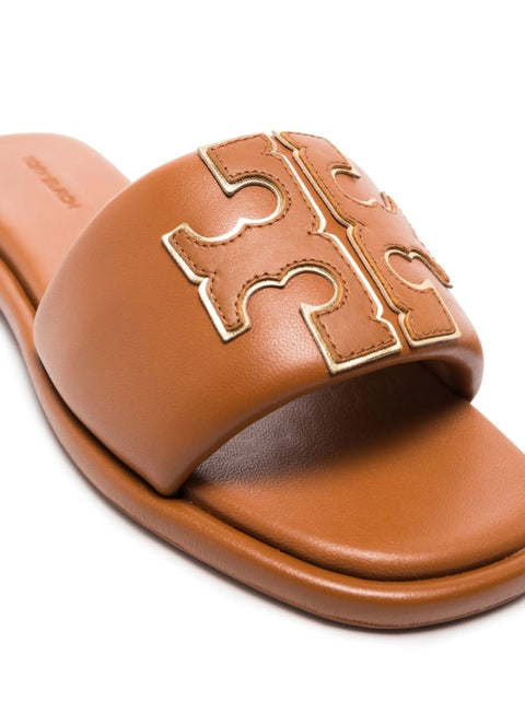 Tory Burch Women's Camel Leather Double T Sport Slipper | Tory Burch In Lebanon
