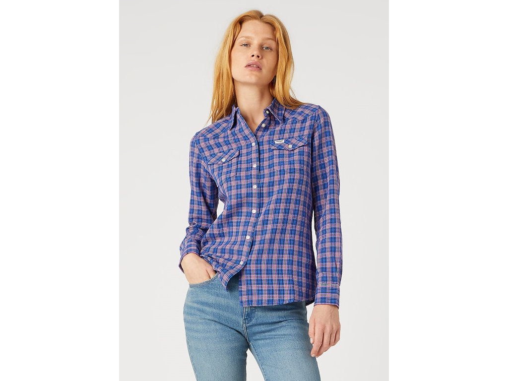 Lee Women's Nautical Blue Checkered Slim Regular Western Shirt | Lee In Lebanon