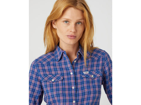 Lee Women's Nautical Blue Checkered Slim Regular Western Shirt | Lee In Lebanon