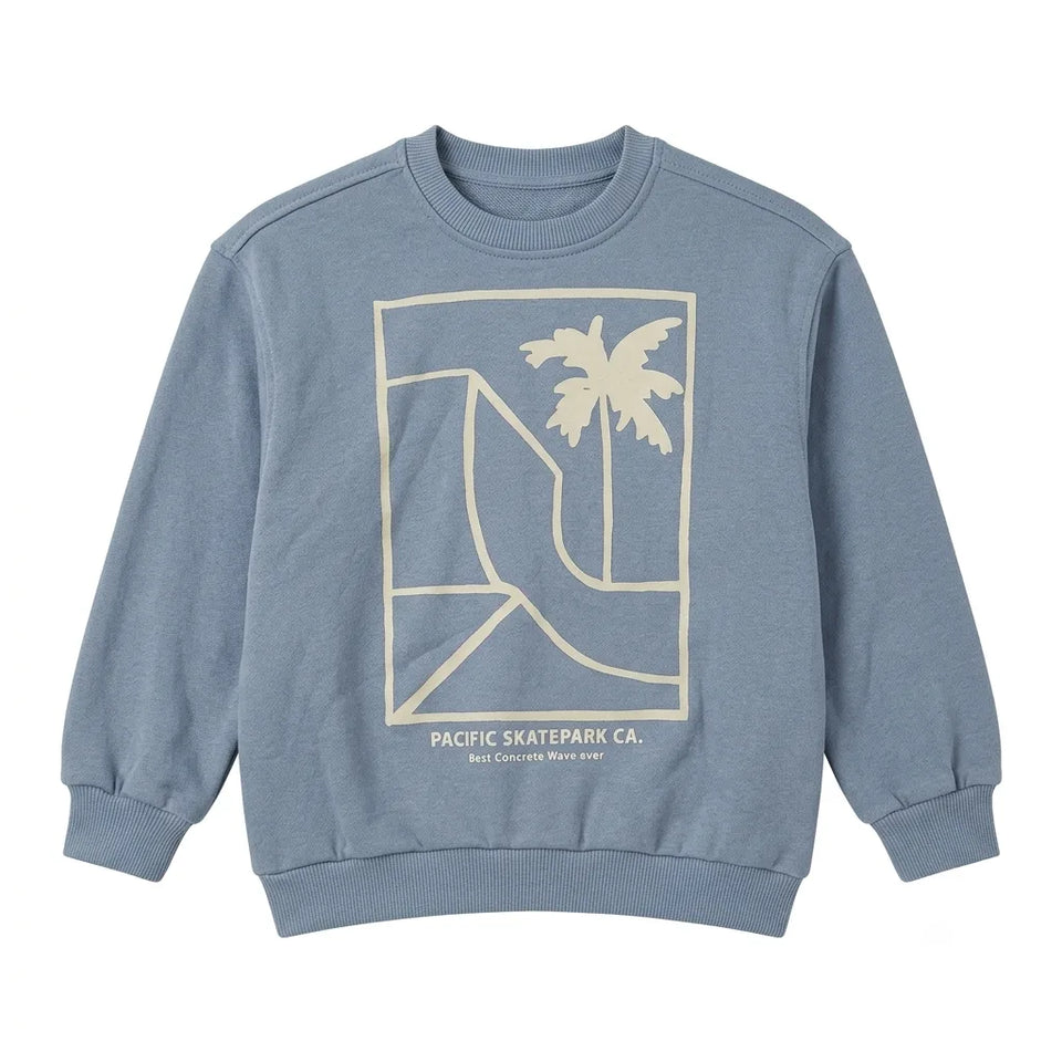 Zara Baby Girl's Blue Palm Tree Skate Graphic Pullover Sweatshirt | Zara In Lebanon