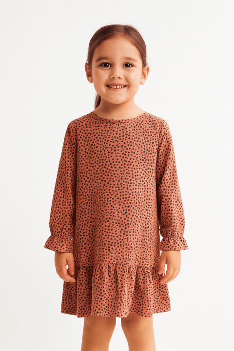 POMPdeLUX Girl's Coral Long Sleeve Sleep Dress | POMPdeLUX in Lebanon