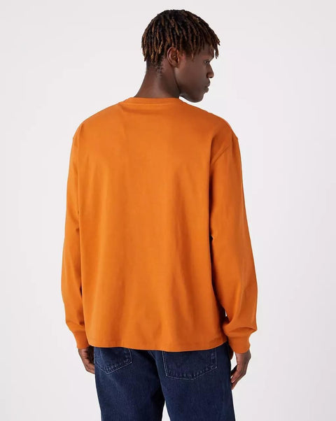 Wrangler Men's Nutmeg Brown Chest Logo Long Sleeve Blouse | Wrangler In Lebanon