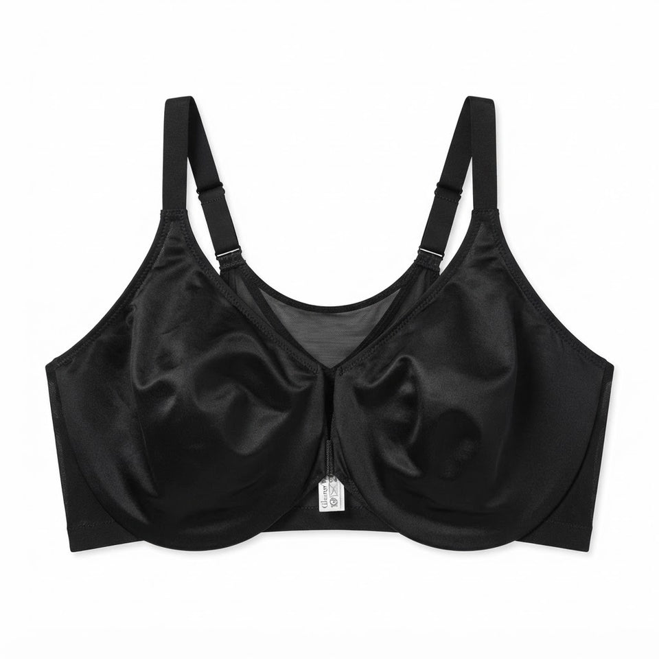 Glamorise Women's Black Front-Closure Wonder Wire Underwire Bra