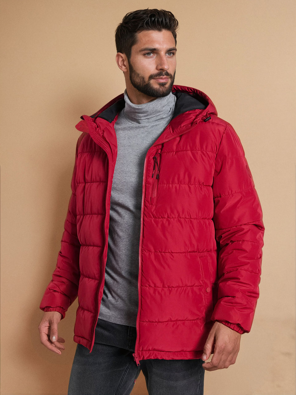 Sinsay Men's Red Hooded Puffer Jacket | Sinsay in Lebanon