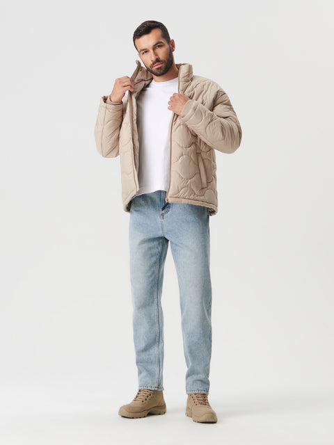 Sinsay Men's Tan Puffer Long Sleeve Inflatable Jacket|Sinsay In Lebanon