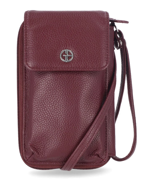 Giani Bernini Women's Wine Softy Leather Tech Crossbody Wallet | Giani Bernini In Lebanon