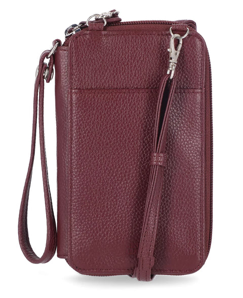 Giani Bernini Women's Wine Softy Leather Tech Crossbody Wallet | Giani Bernini In Lebanon