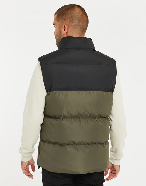 Threadbare Men's Black & Olive Lethame Vest |Threadbare In Lebanon