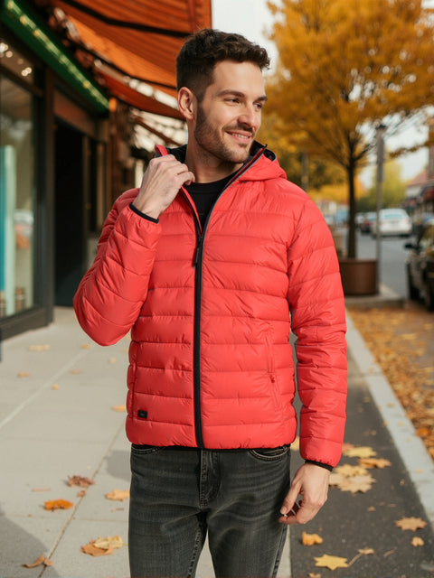 Sinsay Men's Red Quilted Hooded Jacket|Sinsay In Lebanon