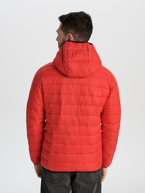 Sinsay Men's Red Quilted Hooded Jacket|Sinsay In Lebanon