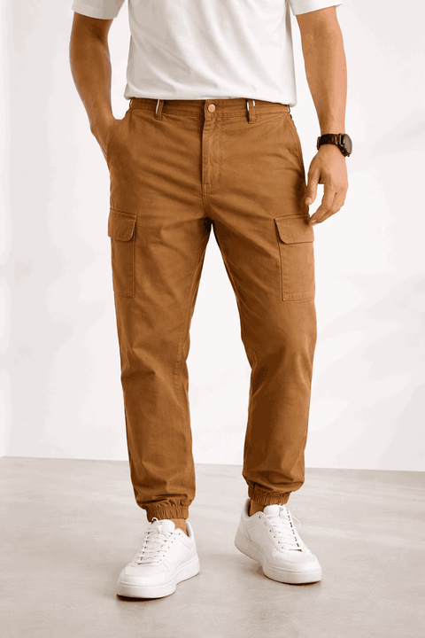Celio Men's Camel Blind Slim Fit Back Cargo Pants   | Celio in Lebanon