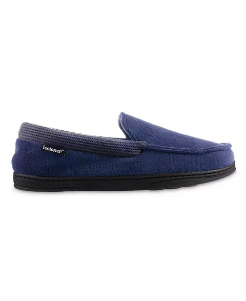 Isotoner Men's Navy Microterry & Waffle Travis Moccasin Slippers | Isotoner In Lebanon