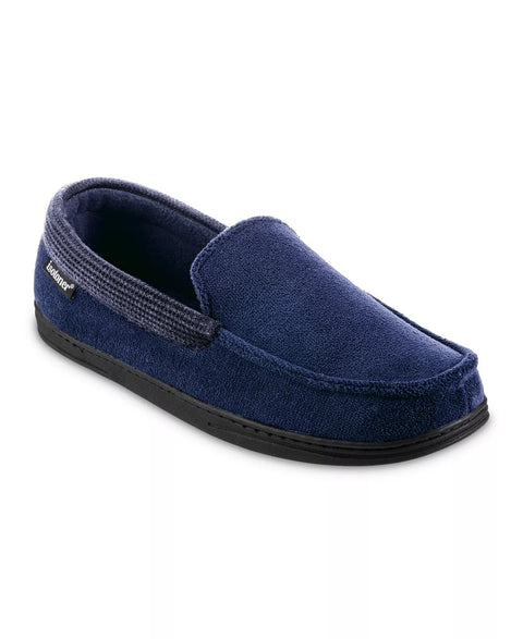 Isotoner Men's Navy Microterry & Waffle Travis Moccasin Slippers | Isotoner In Lebanon