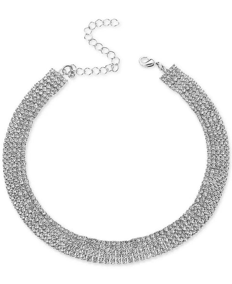 I.N.C. International Concepts Silver-Tone Rhinestone Wide Choker Necklace 13" + 3" extender | I.N.C. International Concepts In Lebanon