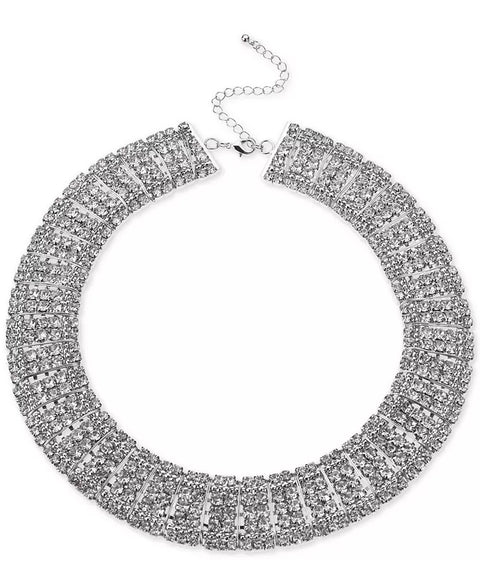 I.N.C. International Concepts Women's Silver-Tone Crystal Multi-Row Choker Necklace | I.N.C. International Concepts In Lebanon