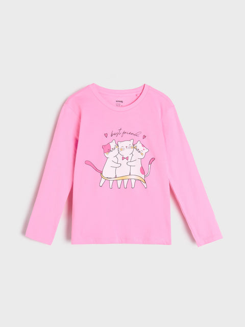 Sinsay Girl's Pink animal motif Two-piece Pajama Set   | Sinsay in Lebanon