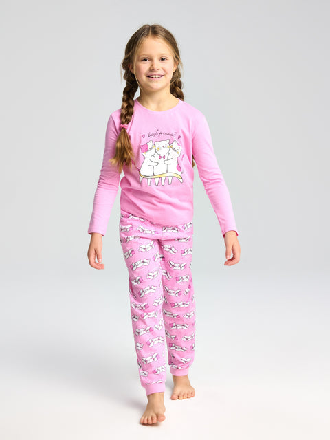 Sinsay Girl's Pink animal motif Two-piece Pajama Set   | Sinsay in Lebanon