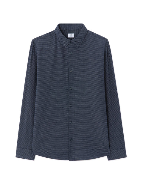 Celio Men's Navy Blue Micro-Print Long Sleeve Shirt | Celio in Lebanon