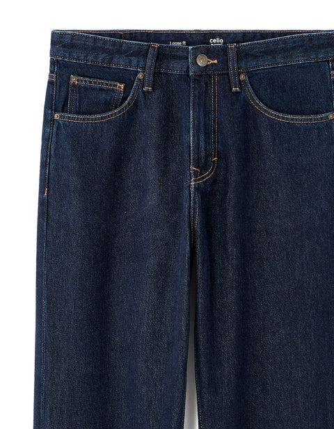 Celio Men's Navy Brut Loose Cotton Jeans | Celio In Lebanon