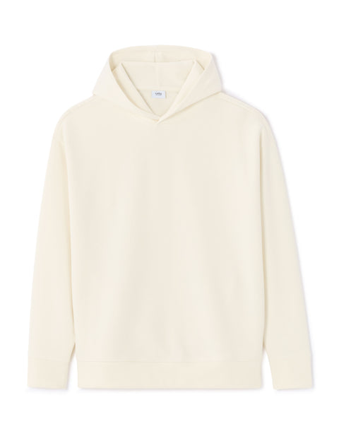 Cream-colored hoodie on a white background