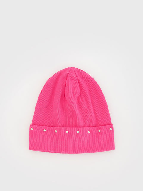 Reserved Girl's Fuchsia Beanie Embellished With Metal Studs | Reserved In Lebanon