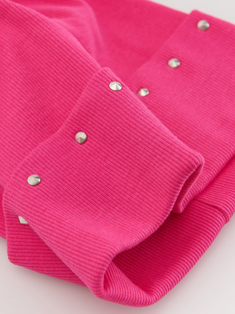 Reserved Girl's Fuchsia Beanie Embellished With Metal Studs | Reserved In Lebanon