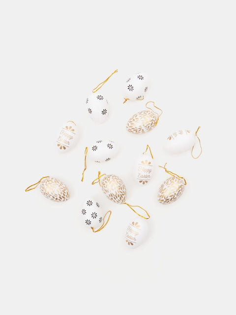 Sinsay White & Gold Pack Of 12 Eggs Easter Decoration Set | Sinsay In Lebanon