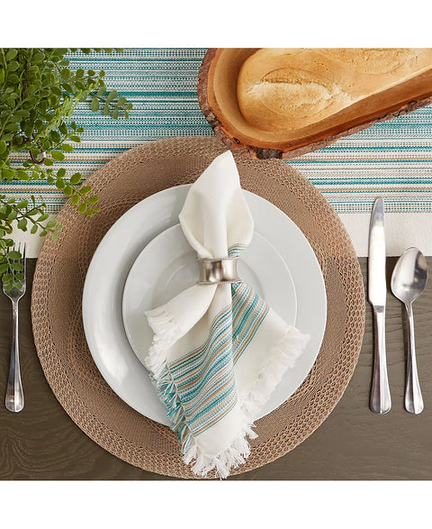 Design Imports Fringed Stripe Table Toppers, 20" x 20", Set of 6 | Design Imports In Lebanon