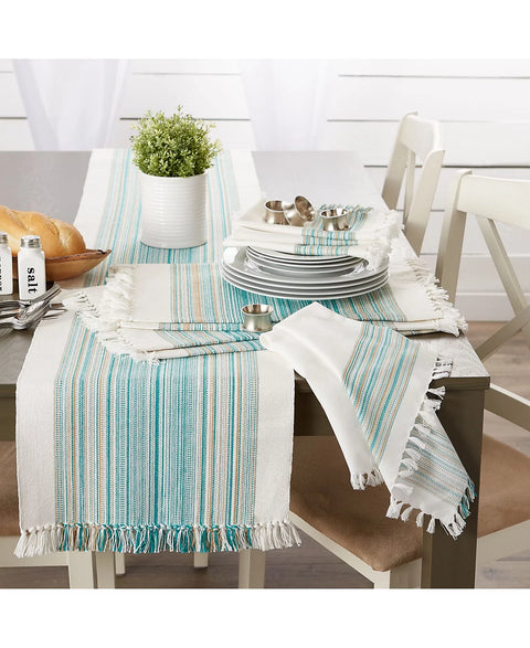 Design Imports Fringed Stripe Table Toppers, 20" x 20", Set of 6 | Design Imports In Lebanon