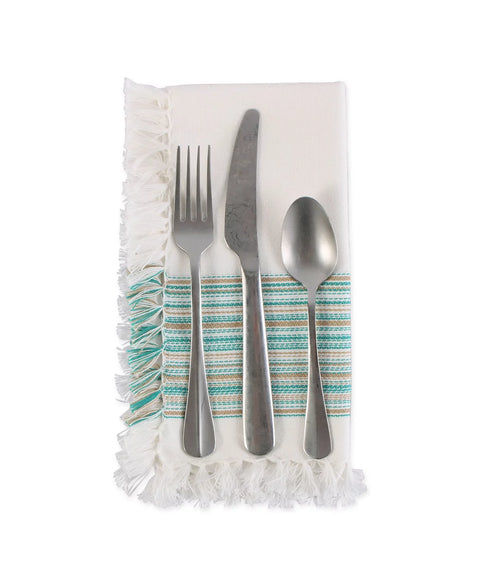 Design Imports Fringed Stripe Table Toppers, 20" x 20", Set of 6 | Design Imports In Lebanon