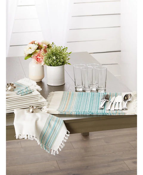 Design Imports Fringed Stripe Table Toppers, 20" x 20", Set of 6 | Design Imports In Lebanon