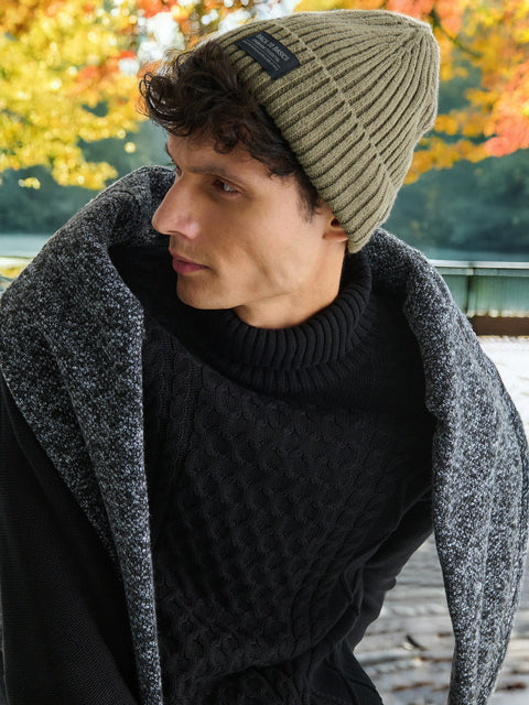 Sinsay Men's Khaki Ribbed  Beanie | Sinsay in Lebanon