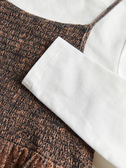 Close-up of brown textured fabric and white fabric