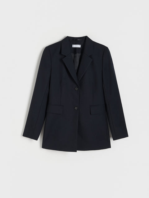Black blazer on a light gray background