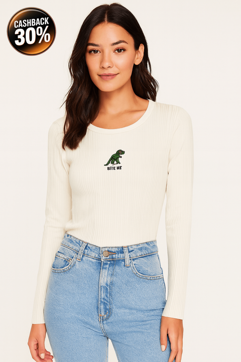 Forever 21 Women's Off White Long Sleeve Ribbed Plus Size Blouse | Forever 21 In Lebanon