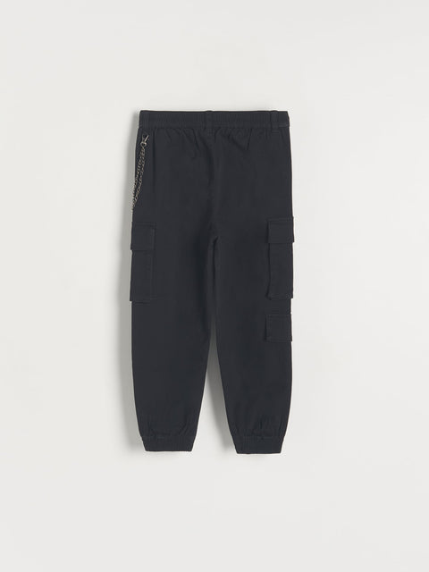 Reserved Girl's Black Cargo Jogger With Chain Detail | Reserved In Lebanon