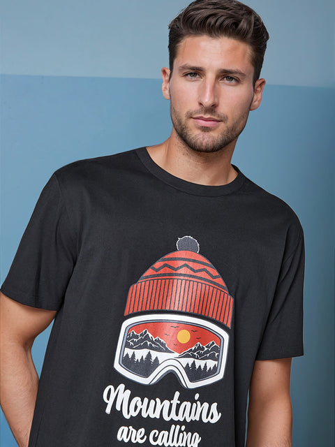 Sinsay Men's Black With Graphic Printed Two piece Pajama Set | Sinsay in Lebanon