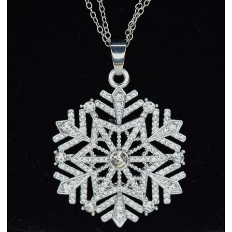 Holiday Lane Women's Silver-Tone Crystal Snowflake 36 Inches Pendant Necklace | Holiday Lane In Lebanon