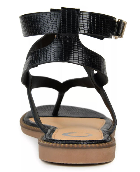 Journee Collection Women's Black Tangie Ankle Strap Flat Sandals | Journee Collection  in Lebanon