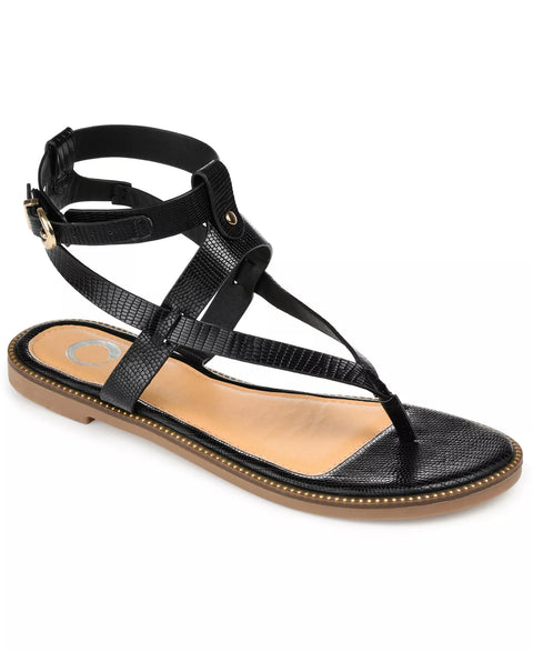 Journee Collection Women's Black Tangie Ankle Strap Flat Sandals | Journee Collection  in Lebanon
